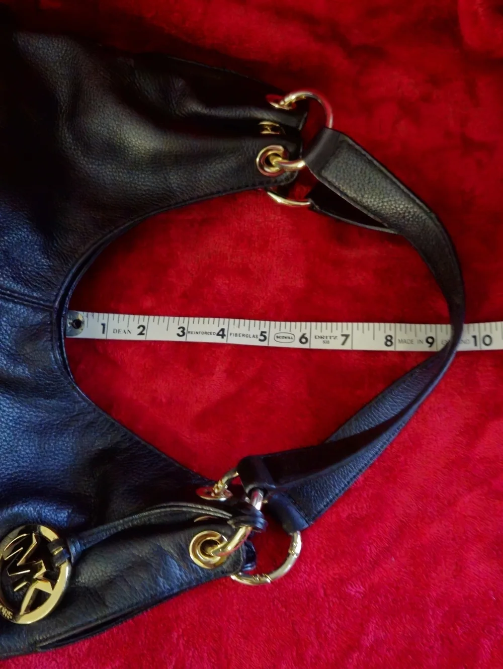 Michael Kors Layton Black Pebble Leather Hobo Bag with Gold Hardware